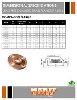 150# Lead-Free Domestic Brass Threaded Companion Flange Dimensions