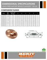 150# Lead-Free Import Brass Threaded Companion Flange Dimenstions
