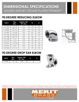 Leaded Import Chrome Plated Reducing 90° Elbow Dimensions