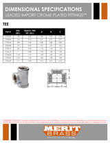 Leaded Import Chrome Plated Tee Dimensions