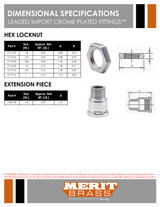 Leaded Import Chrome Plated Hex Locknut Dimensions