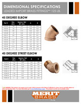 125# LeadedBrass 45 Degree Elbow Dimensions