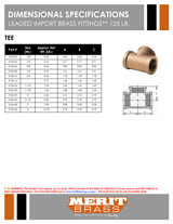 125# Leaded Brass Tee Dimensions
