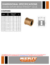125# Leaded Brass Coupling Dimensions