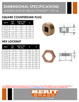 125# Leaded Brass Hex Locknut Dimensions