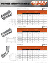 Merit Stainless Press Coupling With Stop Dimensions