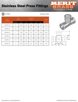 Merit Stainless Press Tee Dimensions
