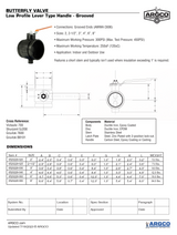 Lever Type(Low Profile) Butterfly Valve Grooved 300# fits Victaulic 700 Cut Sheet