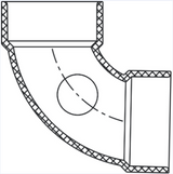 ABS DWV 90 Elbow W/ Side Inlet (HUB x HUB x HUB)