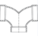 ABS DWV Double 90 Elbow (HUB x HUB x HUB)