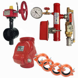 System Sensor Riser Manifold GROOVED w/Pressure Relief, T & D, Bronze Butterball  &  Check Valve + 4 Couplings