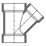 ABS DWV 45 Reducing Wye (HUB x HUB x HUB)