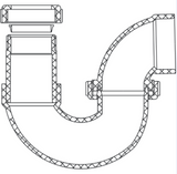 ABS DWV LA Pattern P-Trap W/ Union J& Plastic Nut (HUB x SJ)