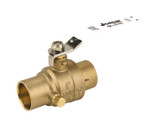 Lead Free Brass Ball Valve, Full Port, 2 Piece, Solder Connection, Stainless Steel Ball and Stem with Drain, Dezincification Resistant Brass, 600 WOG