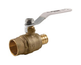 Lead Free Brass Ball Valve, 2 Piece, Solder x Crimp Pex Connection, Dezincification Resistant Brass, 400 WOG