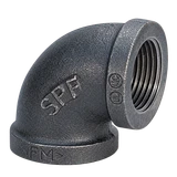 Black malleable iron 90° elbow, Figure 3101, Class 150 with female npt threads