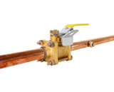 Medical Gas Ball Valve, 3 Piece 4 Bolt, Oxygen Cleaned, Copper Stub Connection, with Single Gauge Port, 600 WOG