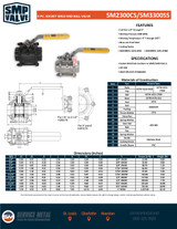 3-pc Carbon Steel Socket Weld End Ball Valve Cut Sheet