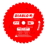 7-1/4 in. x 36 Tooth Wood & Metal Carbide Saw Blade