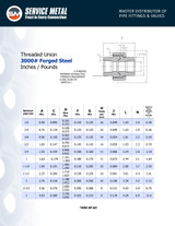 3000# Forged Steel Threaded Union Data Sheet