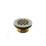 2" Inside Caulk Cast Brass Shower Drain w/ Snap-in Strainer