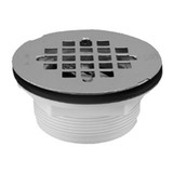 2" PVC No-Caulk Shower Drain w/ Stainless Steel Snap-in Strainer