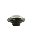 2" No Hub Cast Iron Bolt Down Drain w/ Cast Chrome Plated Strainer