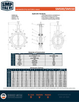 SM550SEG Wafer Style Butterfly Valve Data Sheet Pg. 1