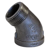 Black malleable iron 45° street elbow, Figure 3104, Class 150 with male npt end