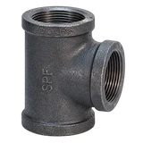 Black malleable iron threaded tee, Figure 3105, Class 150 with female npt threads