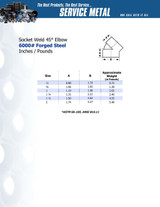 6000# Forged Steel 45 Elbow Data Sheet