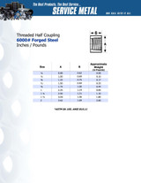 6000# Forged Steel Threaded Half Coupling Data Sheet