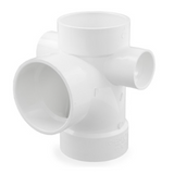 PVC DWV Sanitary Tee w/ R & L Side Inlets (HUB x HUB x HUB)