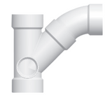 PVC DWV Combination Wye and 1/8 Bend w/Right Side Inlet 3x3x3x2 (All HUB)
