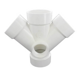 PVC DWV Double Wye w/2" Side Inlet 3x3x3x3x2" (H x H x H)