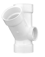 PVC DWV Wye w/ Right Side Inlet (HUB x HUB x HUB)