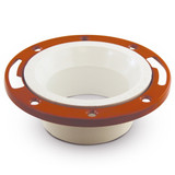 3" x 4" PVC Flat Fit Closet Flange w/ Stainless Steel Ring Less Knockout