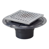 2"x3" PVC Shower Drain w/ Brass Square Strainer/ Spud w/ Test- Chrome Plated