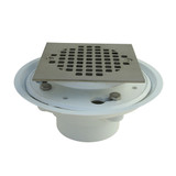 2" x 3" PVC Shower Drain w/ Brass Square Strainer- PVD Satin Nickel