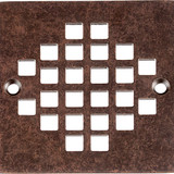 4 -1/4" OD Square Strainer W 3 -3/8" Screw Holes - Aged Copper