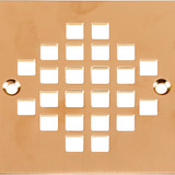 4 -1/4" OD Square Strainer w/ 3 -3/8" Screw Holes- PVD Polished Brass