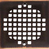 4 -1/4" OD Square Strainer w/ 3 -3/8" Screw Holes- Rustic Oil Rubbed Bronze