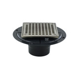 2" x 3" PVC Shower Drain w/ 2" Metal Spud and 4-1/4" Square Strainer/ Ring- Satin Nickel