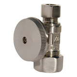 5/8" OD X 3/8" OD Qtr Turn Straight Stop,Lead Free - PVD Satin Nickel