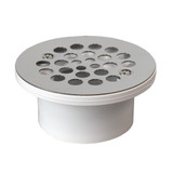 2" x 3" PVC General Purpose Drain w/ 4-1/4" Nickel Bronze Round Cast Strainer
