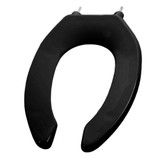 Deluxe Commercial Plastic Seats - Self Sustaining Elongated Open Front - Black