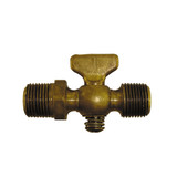 3/8" MPT Air Cock Tee Handle w/ Hex Shoulder