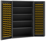 HEAVY DUTY ALL-WELDED BIN & SHELF 14 GA. STEEL STORAGE CABINETS - HSJC-DLP-144-4S
