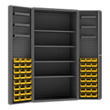HEAVY DUTY ALL-WELDED BIN & SHELF 14 GA. STEEL STORAGE CABINETS - HDC36-48-4S6DS