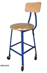 INDUSTRIAL SHOP STOOLS - WOOD SEAT WITH BACKREST - H301-30